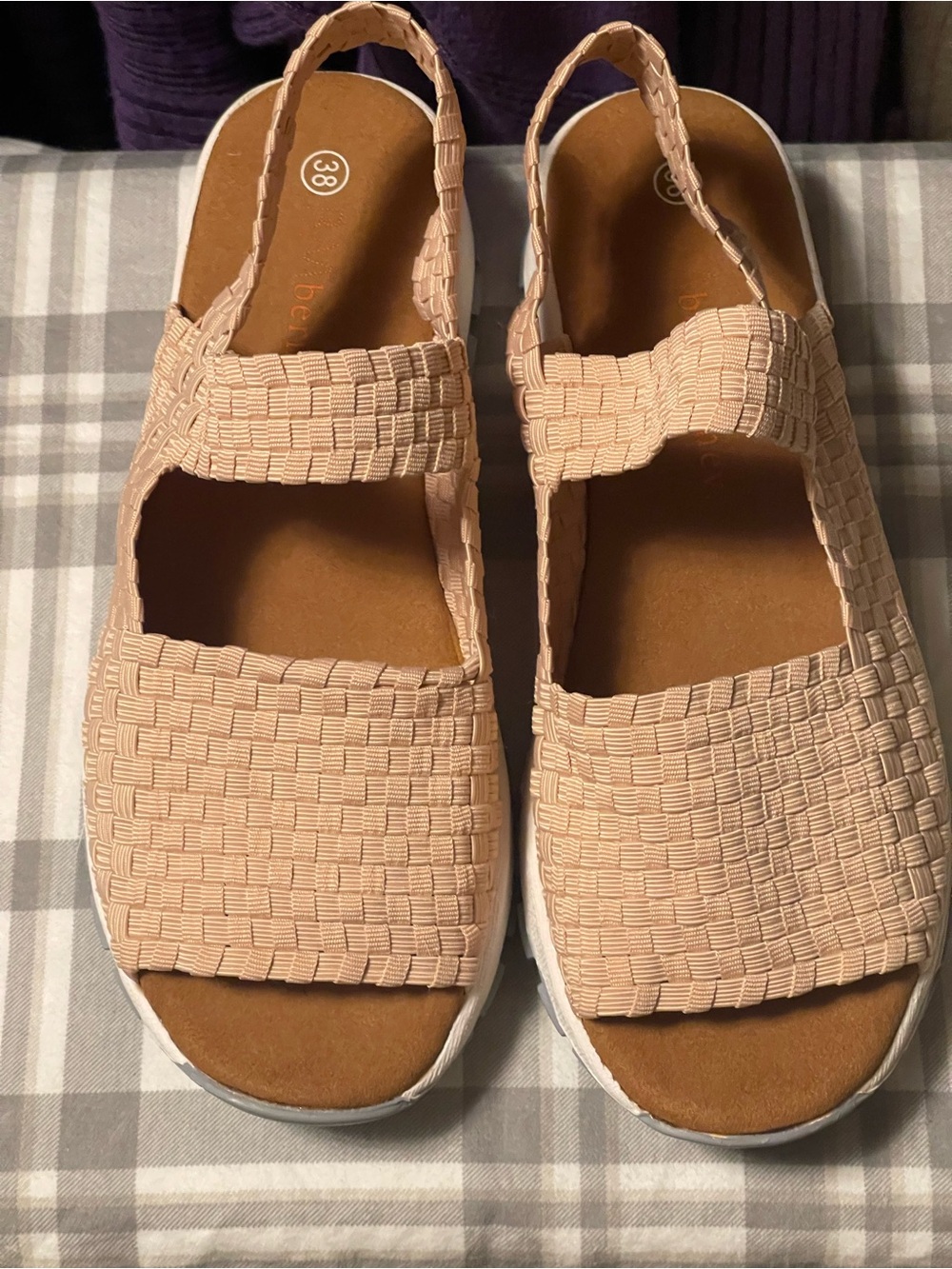 bernie mev. Woven Slingback Sandals in Blush
